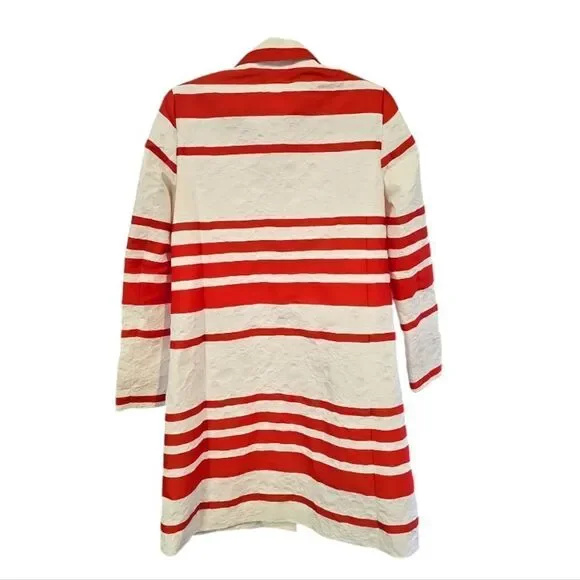 Worth New York White and Red Embossed Trench Coat Size Small - Picture 2 of 9